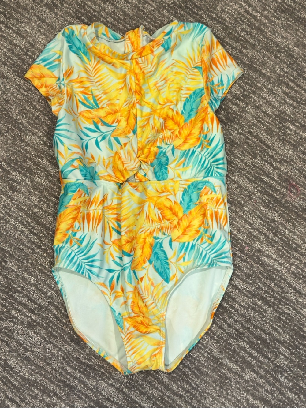 Super Cute Girls Large 10/12 One Piece Tropical Floral Swimsuit
